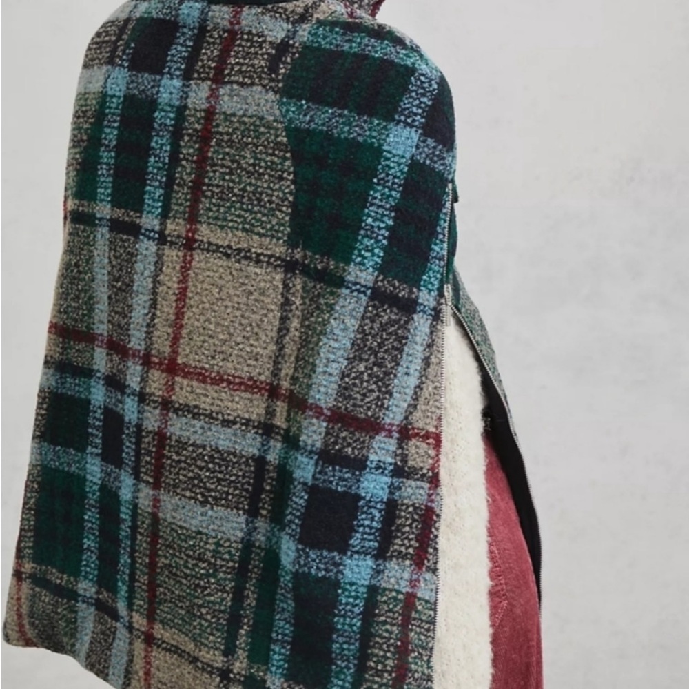 Anthropologie Andersen & Lauth Plaid Caplet Poncho Coat 🆕 - Picture 3 of 4